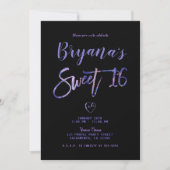 Invitation Marbre d'or violet Noir Chic Glam Sweet 16 Partie (Devant)