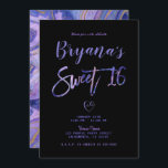 Invitation Marbre d'or violet Noir Chic Glam Sweet 16 Partie<br><div class="desc">Personnaliser pour tout événement</div>