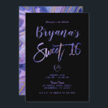 Invitation Marbre d'or violet Noir Chic Glam Sweet 16 Partie<br><div class="desc">Personnaliser pour tout événement</div>
