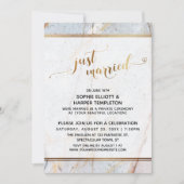 Invitation Marbre doré Juste Mariés Calligraphie Cœurs (Devant)
