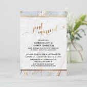 Invitation Marbre doré Juste Mariés Calligraphie Cœurs (Debout devant)