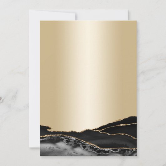Invitation Marbre doré noir Agate 50e anniversaire (Dos)