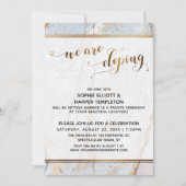 Invitation Marbre Doré Nous Fuyons Amours Calligraphie Coeurs (Devant)