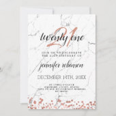 Invitation Marbre doré Rose moderne 21e anniversaire (Devant)