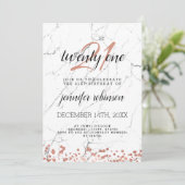 Invitation Marbre doré Rose moderne 21e anniversaire (Debout devant)