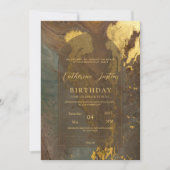 Invitation Marbre élégant et chic de luxe marron et or pour u (Devant)