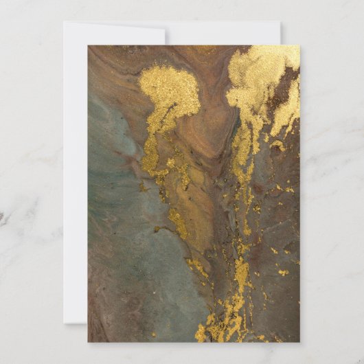 Invitation Marbre élégant luxe chic marron et or pour une fêt (Dos)