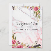 Invitation Marbre élégant Rosy Blush Célébration de la vie (Dos)