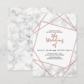 Invitation Marbre et Faux Rose Gold Mariage géométrique Invit (Devant / Derrière)
