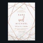 Invitation Marbre et Faux Rose Gold Mariage géométrique Invit<br><div class="desc">Ces invitations de mariage contemporaines présentent un look arrière - plan en marbre blanc et des lignes géométriques en or imitation rose pour un look moderne et pointu.</div>