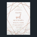 Invitation Marbre et Faux Rose Gold Mariage géométrique Invit<br><div class="desc">Ces invitations de mariage contemporaines présentent un look arrière - plan en marbre blanc et des lignes géométriques en or imitation rose pour un look moderne et pointu.</div>