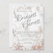 Invitation Marbre et Rose or  Mariage (Devant)