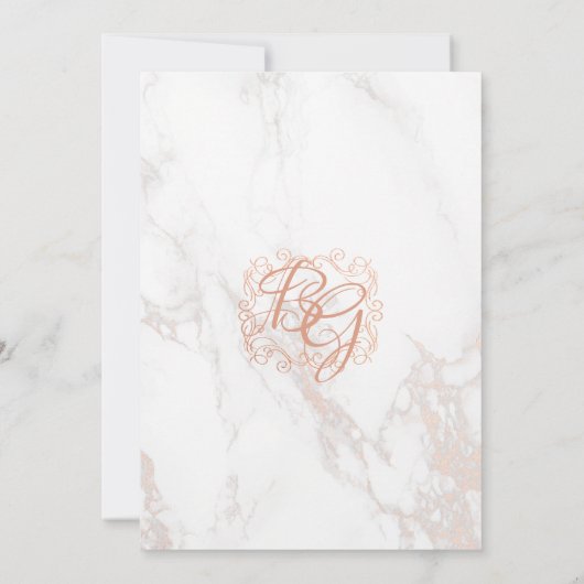 Invitation Marbre et Rose or  Mariage (Dos)