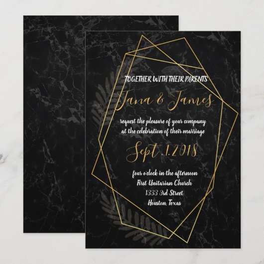 Invitation Marbre Faux Géométrique (Devant / Derrière)