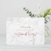 Invitation Marbre/Faux Rose Gold ..Serez-Vous Matron ? (Debout devant)