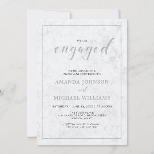 Invitation Marbre | Fiançailles de typographie moderne simple (Devant)