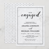 Invitation Marbre | Fiançailles de typographie moderne simple (Devant / Derrière)