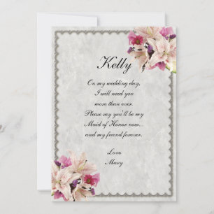 Invitation Marbre Floral Blanc Mariage Maid Of Honor