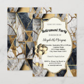 Invitation Marbre géométrique, Verre à vin, Ballons, Retrait (Devant / Derrière)