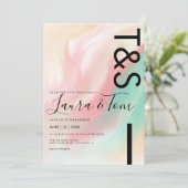 Invitation Marbre Gras Rose Turquoise Peach Typographie Maria (Debout devant)