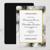 Invitation Marbre gris blanc moderne avec ruban doré (Devant / Derrière)