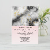 Invitation Marbre gris blanc moderne pour anniversaire (Debout devant)