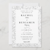 Invitation marbre gris élégant mariage moderne chic simple (Devant)