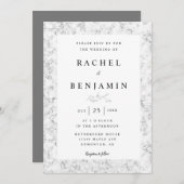 Invitation marbre gris élégant mariage moderne chic simple (Devant / Derrière)