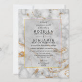 Invitation Marbre gris moderne Agate & Mariage d'huile or (Devant)