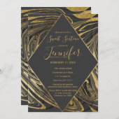 Invitation Marbre gris-noir moderne brun brun doux 16 (Devant / Derrière)