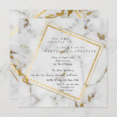 Invitation Marbre gris or blanc Carré géométrique (Devant / Derrière)