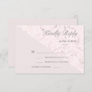 Invitation Marbre gris rose vif moderne mariage rsvp