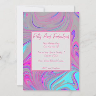 Invitation Marbre Liquide Cinquante Et Fabuleux anniversaire