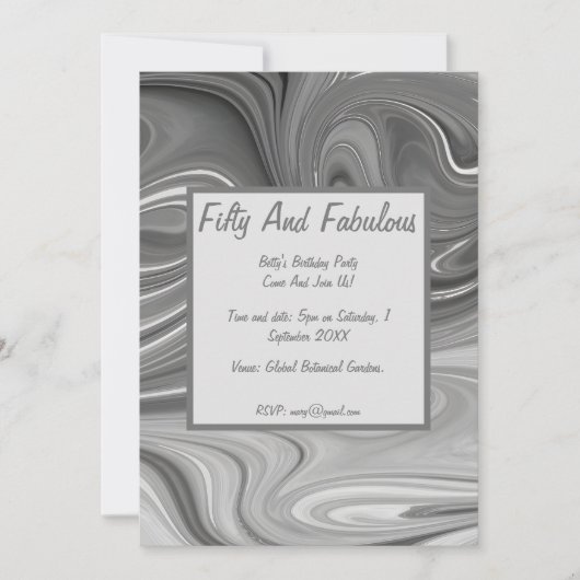Invitation Marbre Liquide Cinquante Et Fabuleux anniversaire (Devant)