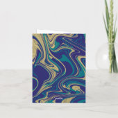 Invitation Marbre Liquide Faux Or Bleu Vert Merci (Dos)