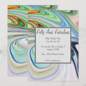 Invitation Marbre Liquide Vibrant Cinquante Et Fantastique An (Devant / Derrière)