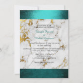 Invitation Marbre mariage blanc gris doré vert Turquoise (Devant)