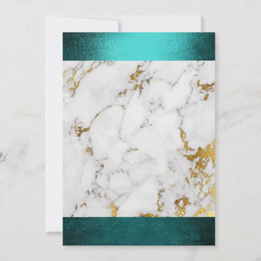 Invitation Marbre mariage blanc gris doré vert Turquoise (Dos)