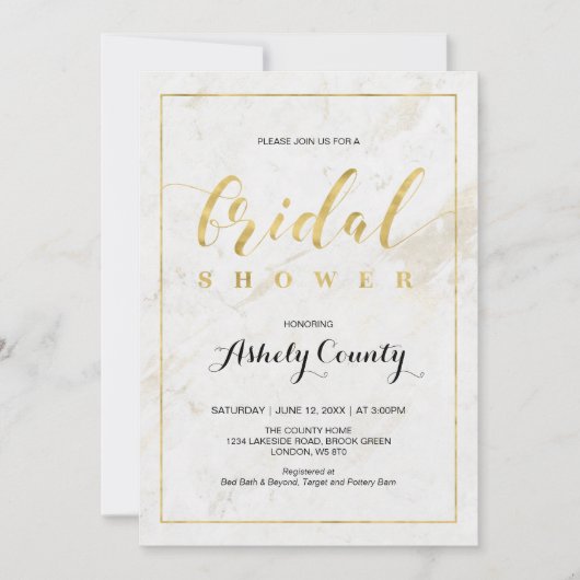 Invitation Marbre | Mariage Simple Typographie Moderne (Devant)