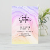 Invitation Marbre moderne arc-en-ciel Ombre photo Sweet 16 (Debout devant)