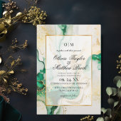 Invitation Marbre moderne Emerald Vert et or Mariage