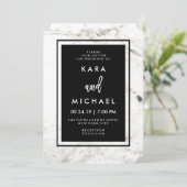Invitation Marbre moderne et Mariage noir (Debout devant)