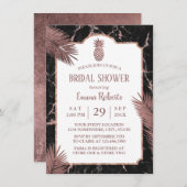 Invitation Marbre moderne et Rose Fête des mariées d'ananas e (Devant / Derrière)