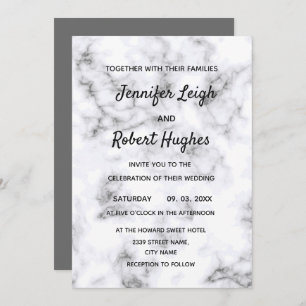 Invitation Marbre noir et blanc mariage