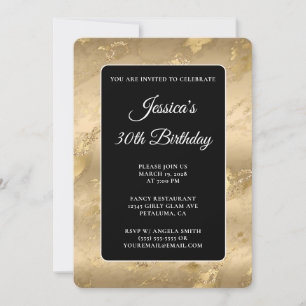 Invitation Marbre noir et or 30e anniversaire