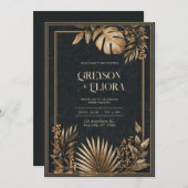 Invitation Marbre noir et or VIP Luxe Mariage (Devant / Derrière)