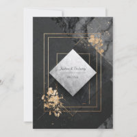 Marbre Noir Feuille D'Or Béton Géométrique Diamant
