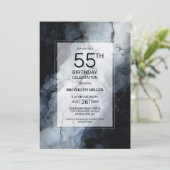 Invitation Marbre noir moderne 55e fête d'anniversaire (Debout devant)