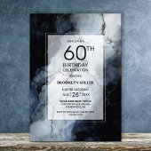 Invitation Marbre noir moderne 60e fête d'anniversaire