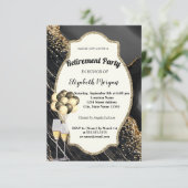 Invitation Marbre noir, Verre à vin, Ballons, Retraite (Debout devant)